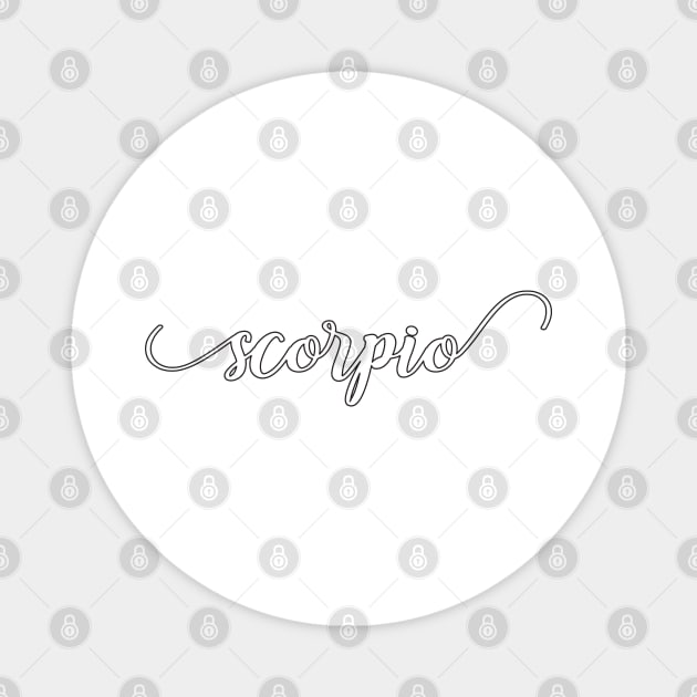 Scorpio Zodiac Script Sticker Magnet by aterkaderk